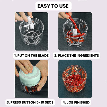 Rechargeable Mini Electric Chopper, Easy One Touch Operation, 250 ML