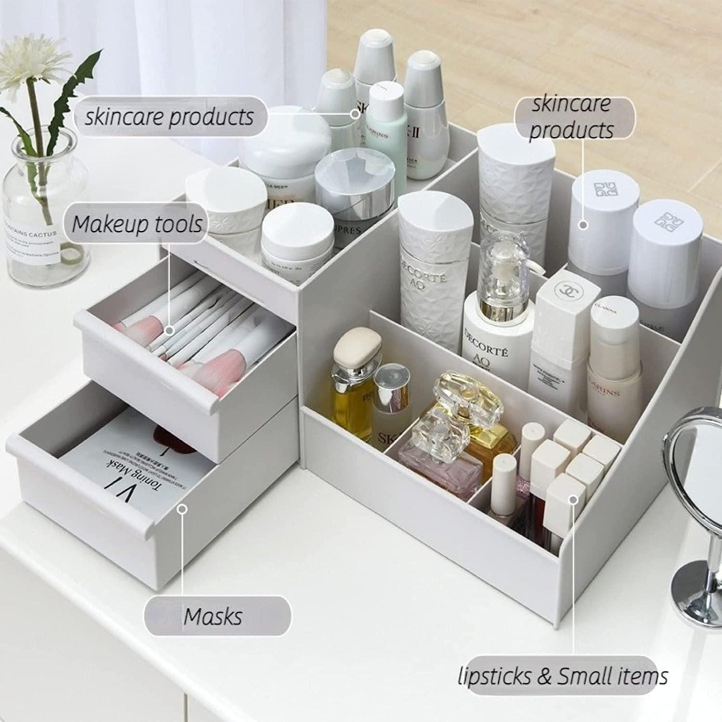 Jewelry Holder | Modern Vanity Organizer Box | Cosmetic Storage Solution