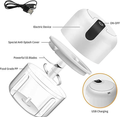 Rechargeable Mini Electric Chopper, Easy One Touch Operation, 250 ML