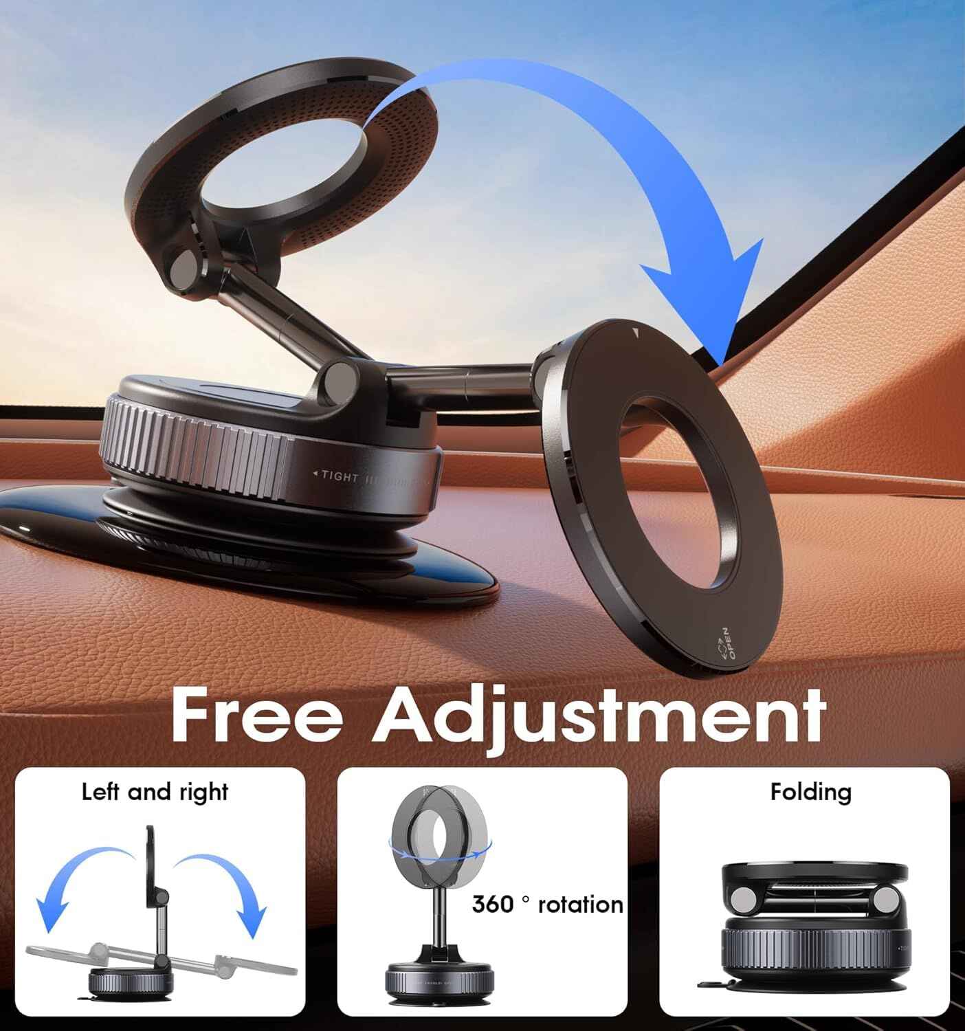 Vacuum suction Magnetic Phone Holder – Strong Grip for Car, Gym, Mirror, Kitchen & Anywhere you need.
