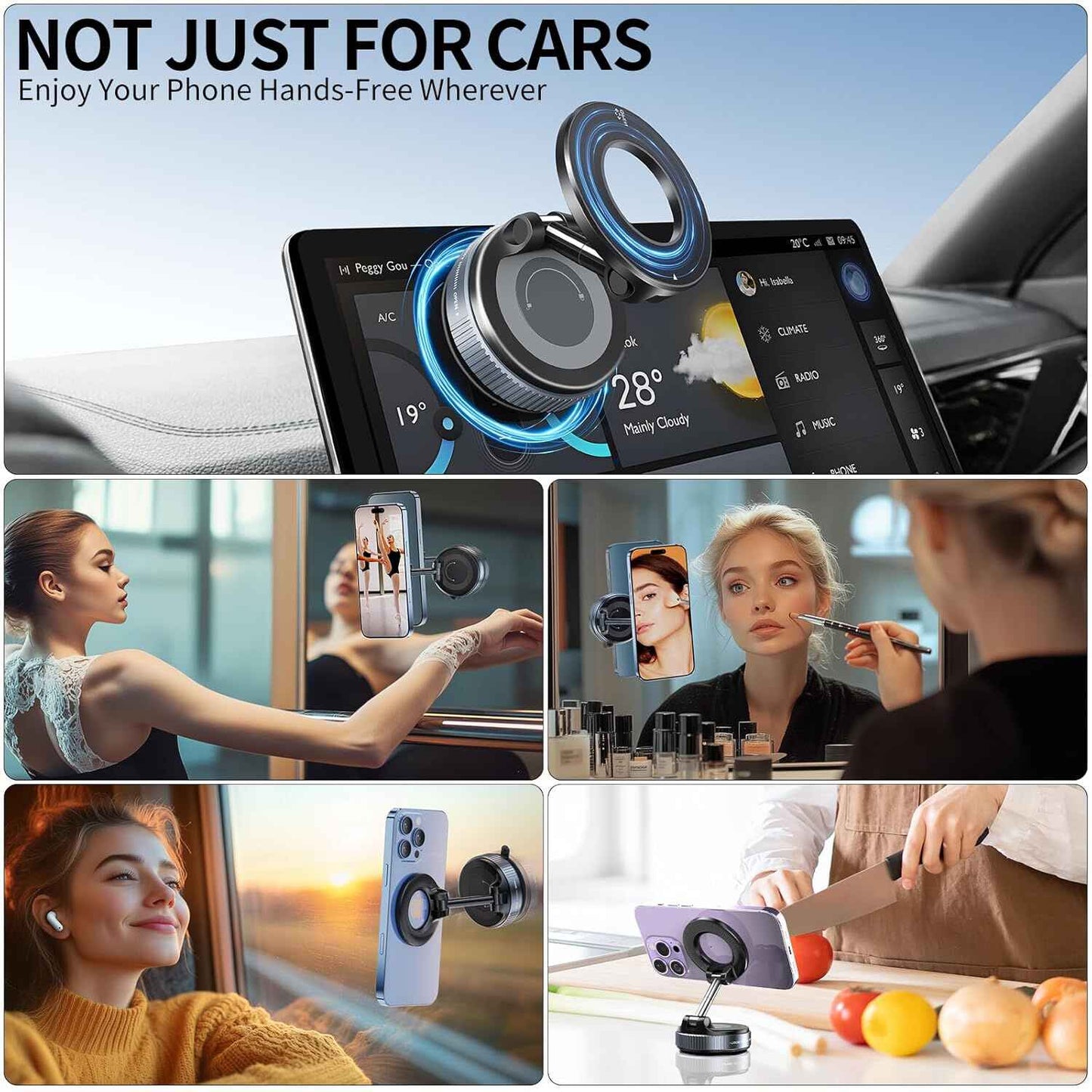 Vacuum suction Magnetic Phone Holder – Strong Grip for Car, Gym, Mirror, Kitchen & Anywhere you need.