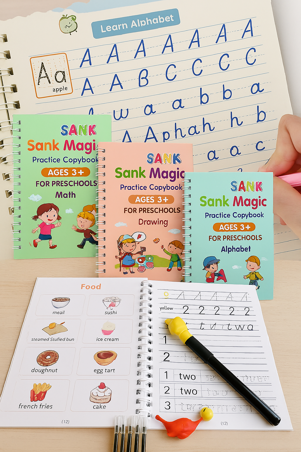 Kid's Magic Reusable CopyBook (10 Refill, 4 Book, 1 Pen, 1 Grip)