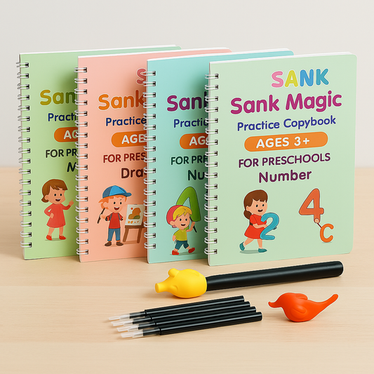 Kid's Magic Reusable CopyBook (10 Refill, 4 Book, 1 Pen, 1 Grip)