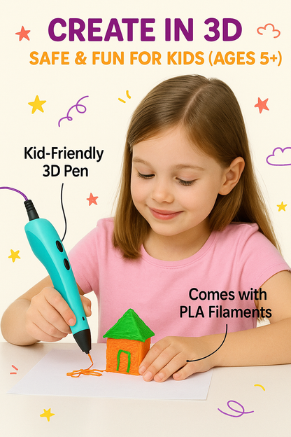3D Printer Pen for Kids with PLA Filament | Perfect for DIY and Crafting (with USB Cable)