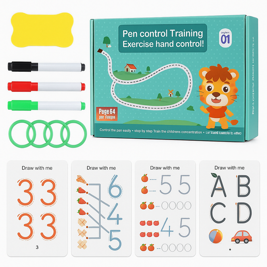64 Pages Reusable Tracing Line book to improve HAND WRITING For 2+ Years kids