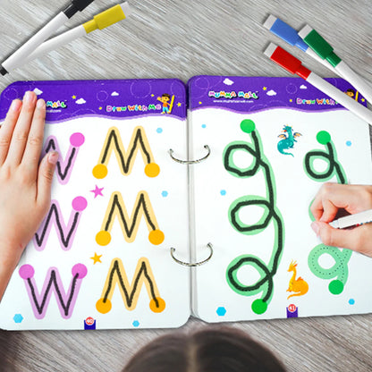 64 Pages Reusable Tracing Line book to improve HAND WRITING For 2+ Years kids