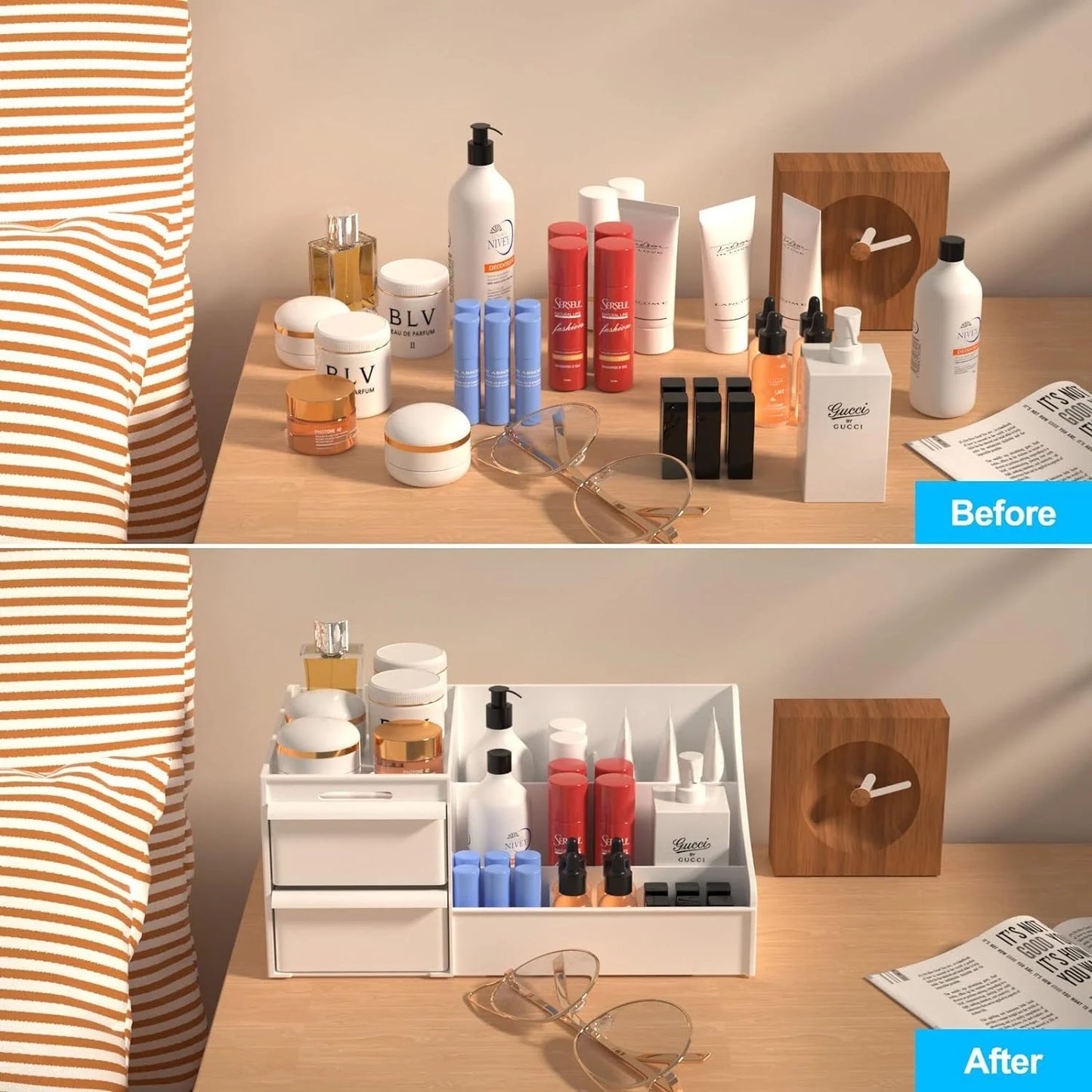 Jewelry Holder | Modern Vanity Organizer Box | Cosmetic Storage Solution